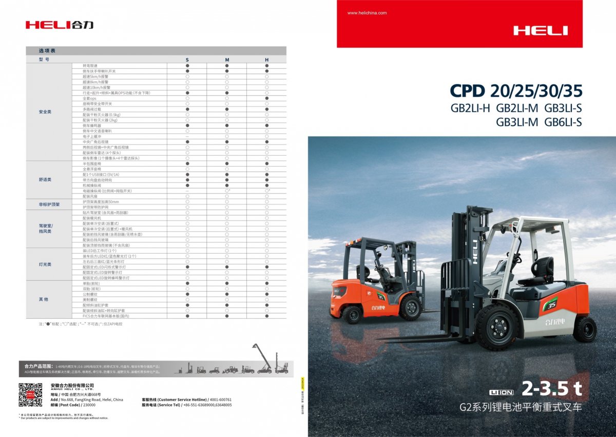 G2系列2.0-3.5噸電動堆高機(鋰電)01